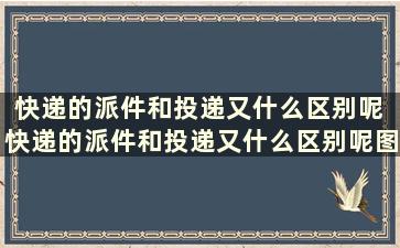 快递的派件和投递又什么区别呢 快递的派件和投递又什么区别呢图片